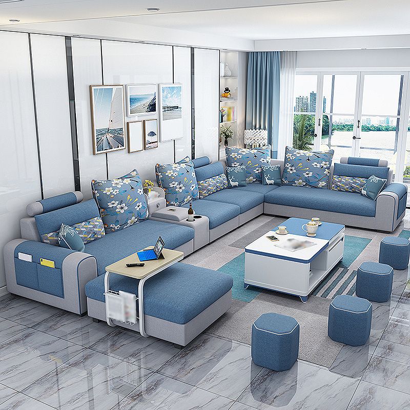 155.12"L X 92.52"W X 36.65"H Cotton Blend Sofa Removable Cushions Sectionals with Storage