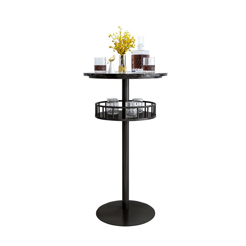1/2/3 Pieces Industrial Iron Bar Table Set Round Bistro Set with Faux Marble Top