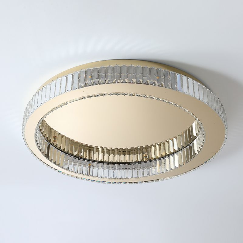 Living Room K9 Crystal Flush Mount Light Fixture Contemporary Cylinder Flush Light Fixture