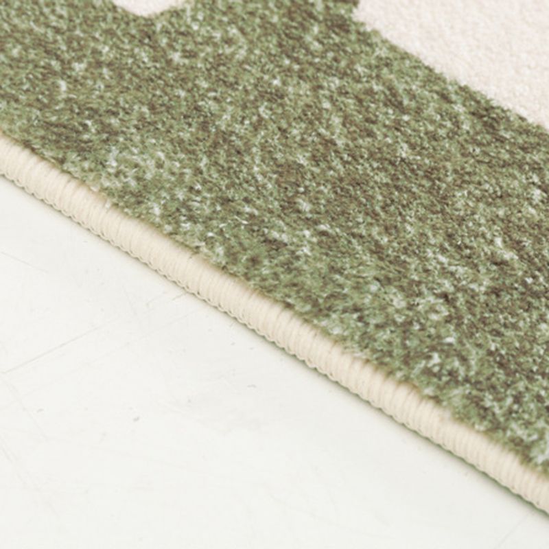 Green Modern Rug Polyester Abstract Pattern Rug Washable Rug for Living Room