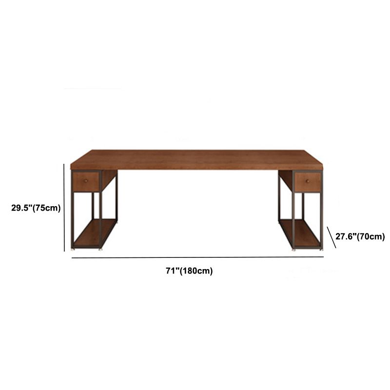 Contemporary Solid Wood Office Desk 30-inch H Computer Desk in Brown