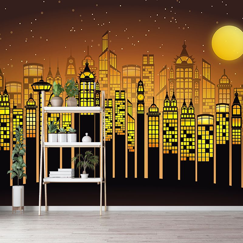 City Building Illustration Wall Covering for Meeting Room, Custom Size Available