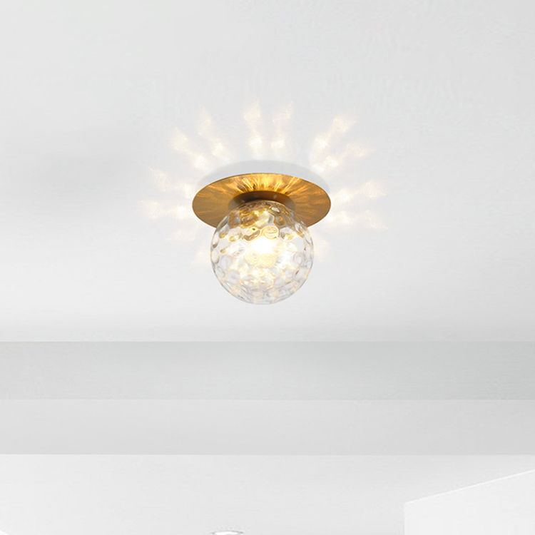 Modern Concise Globe Flush Mount Lacquered Iron Ceiling Light with Glass Shade