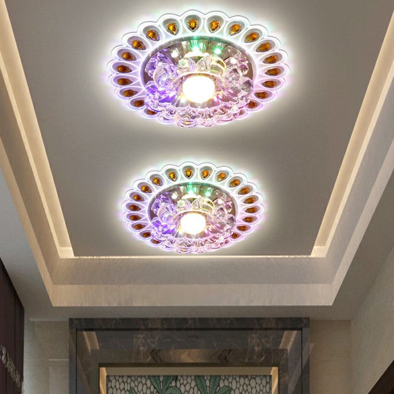 Plafonnier LED en forme de fleur, Style moderne, cristallin, luminaire de plafond pour entrée