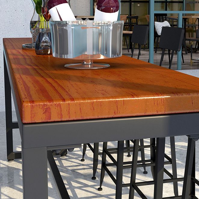 Industrial Style Bistro Bar Table Rectangle Solid Wood Bar Table for Dining Room