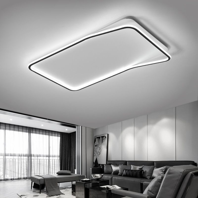 Geometrische Schwarz Bündig Montierte Deckenleuchte Moderne Stil Metall Led Bündig Deckenleuchten