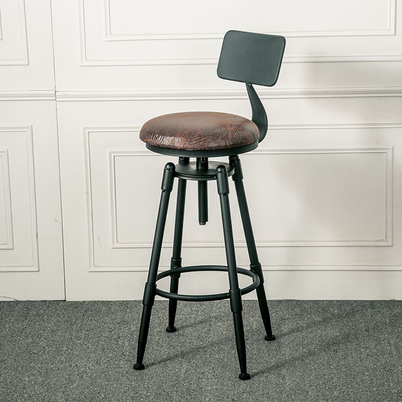 Industrial Armless Rotatable Counter Stool Iron Bar Stool with Pedal