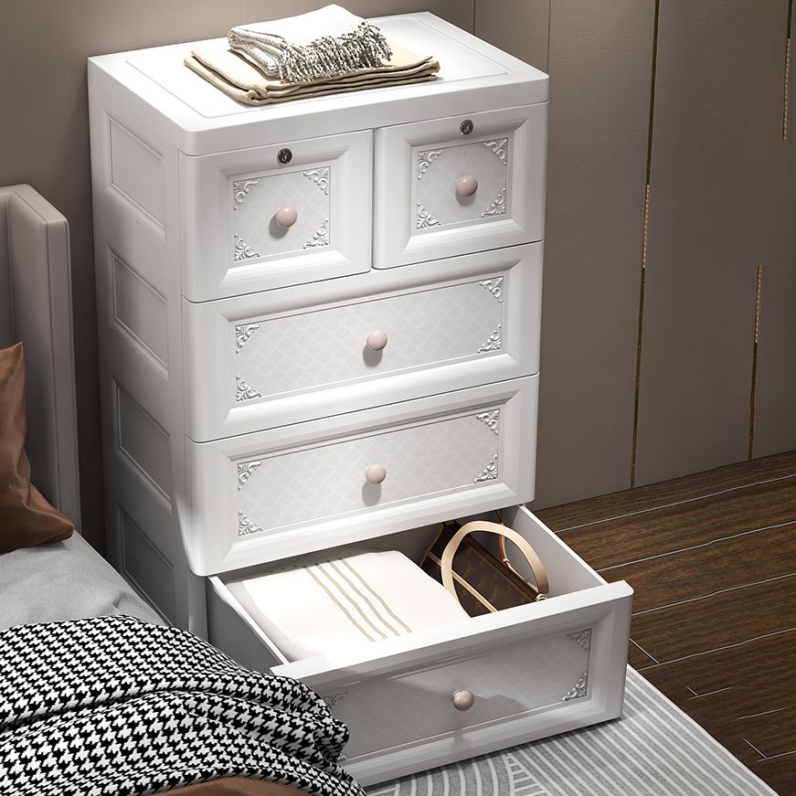 White/Blue/Green Lingerie Chest Contemporary Plastic Chest with Drawers for Bedroom