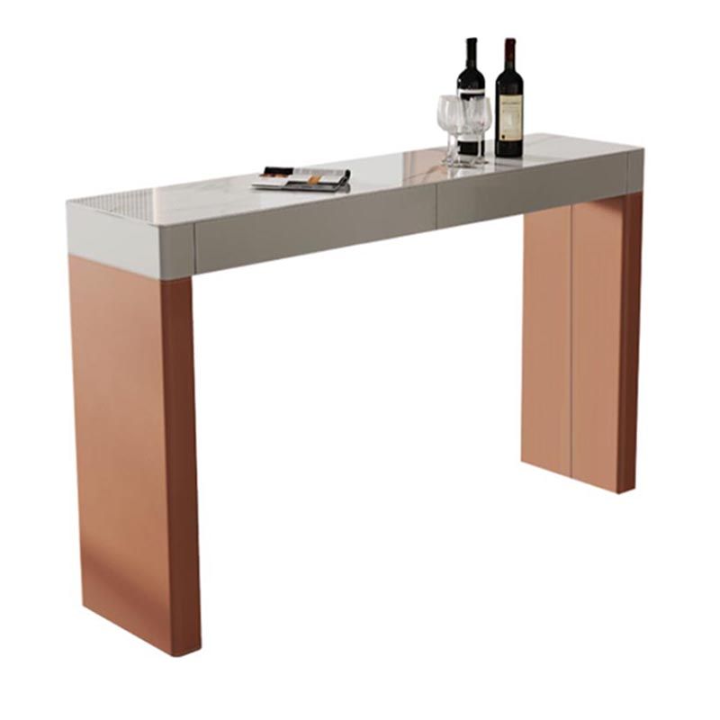 Glam Stone Bar Table Set 1/2/3 Pieces Rectangle Bar table with Upholstered Stools