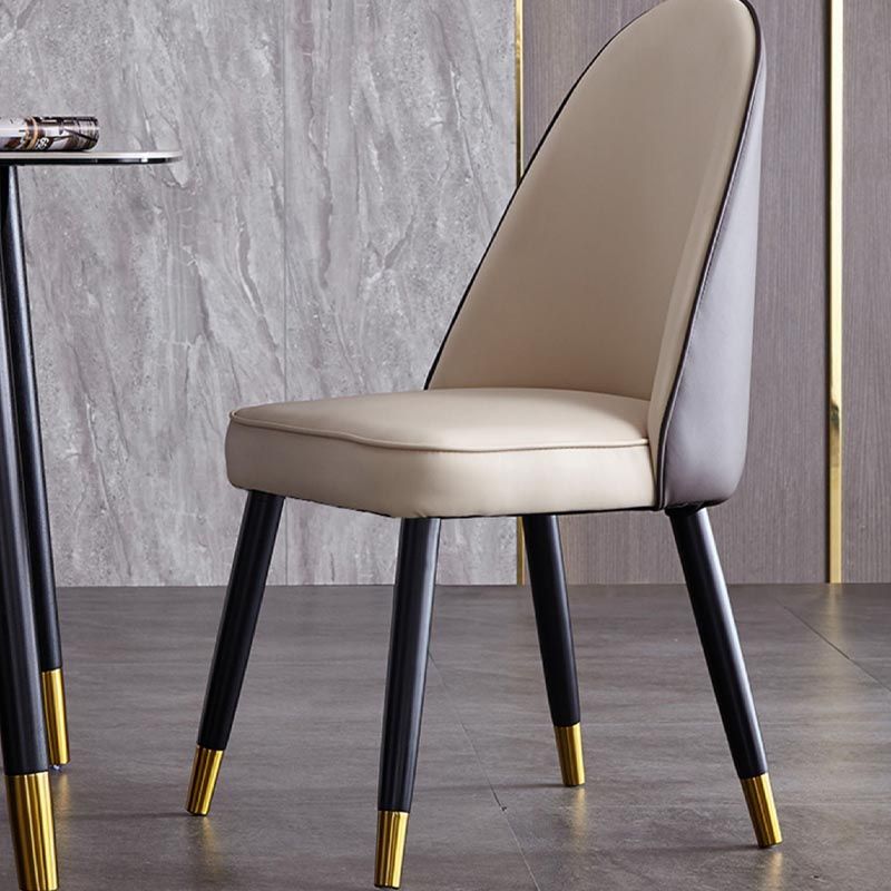 Nordic Glam Style Chair Dining Armless Chairs for Kitchen with Wooden Legs