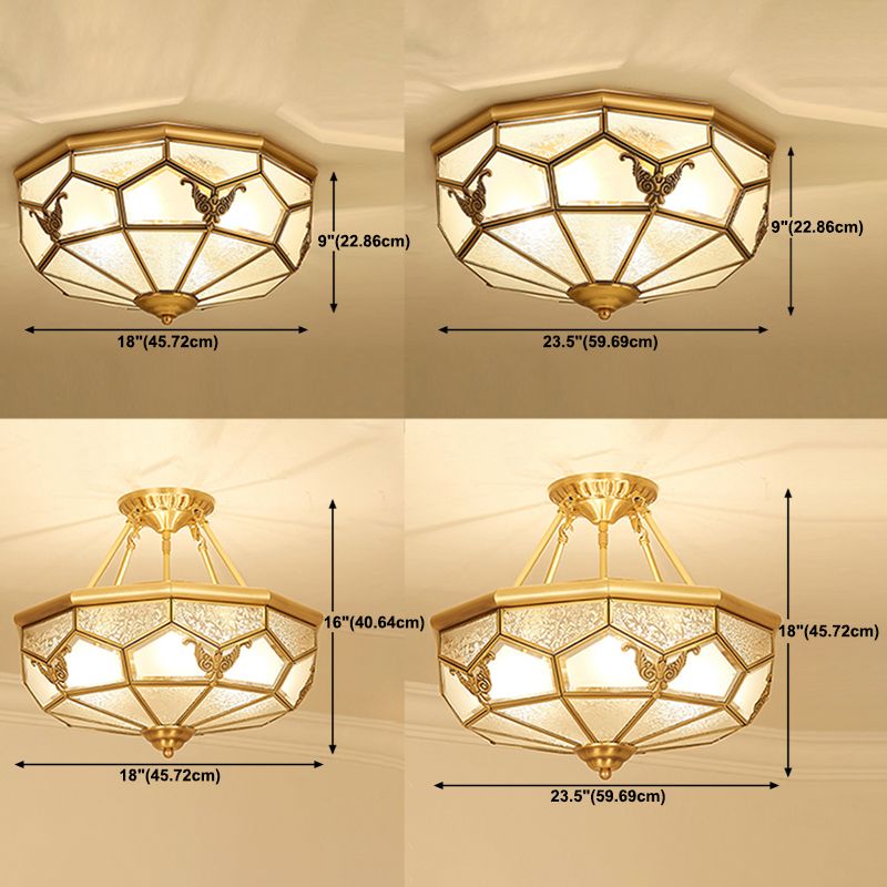 Glass Brass Ceiling Mounted Lamp Fixture Simplistic Ceiling Light