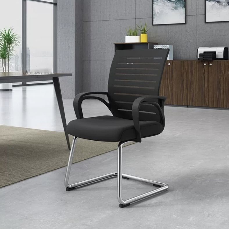 Modern Mid Back Office Chair Fixed Arms Ergonomic Mesh Task Chair