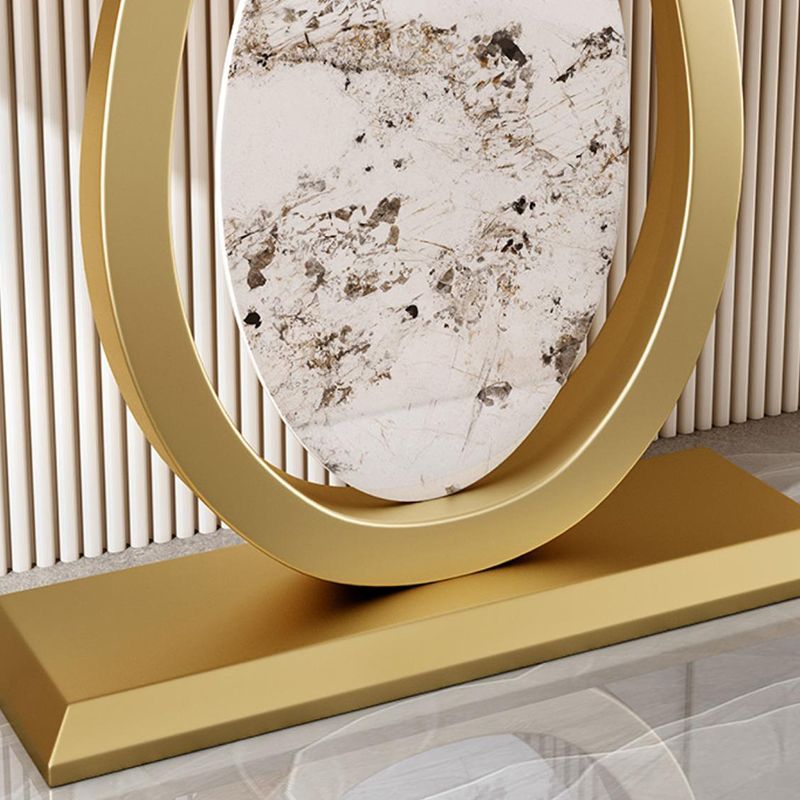 12 inch Wide Glam Console Table Half Moon Stone Accent Table with Legs