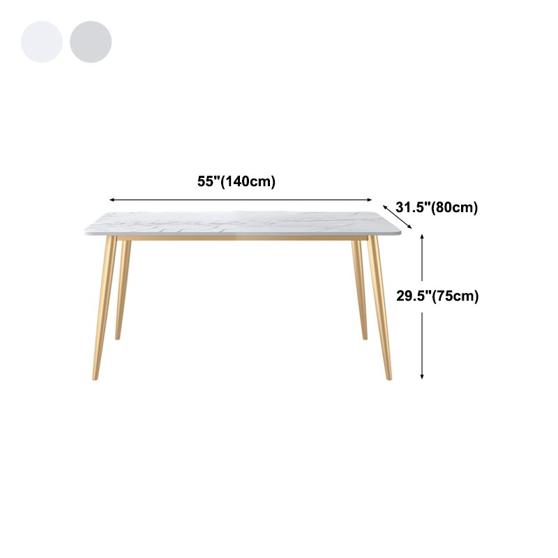 Traditional Luxury Dining Table White Stone Rectangle Dining Table for Home