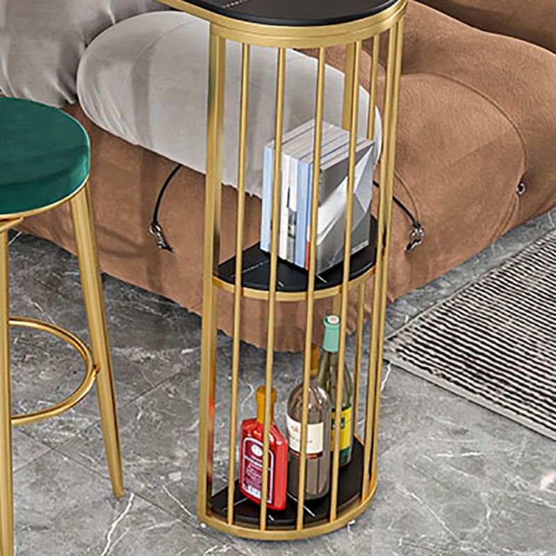 Tavolo da cocktail top in pietra glam in stile 42 pollici in metallo tavolo da base in metallo