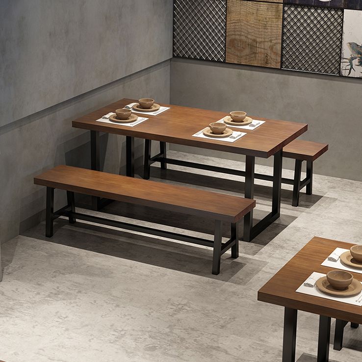 Industrial Dining Table Set 1/2/3/5 Pcs Solid Wood Top Table with Arm Chairs