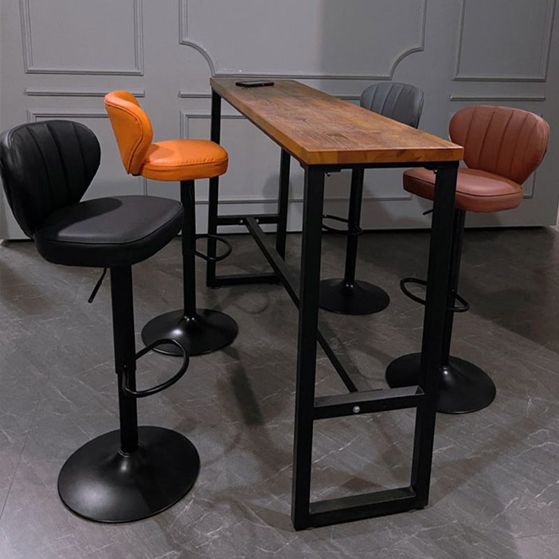 Modern Adjustable Height Swivel Barstool Restaurant Leather Stool