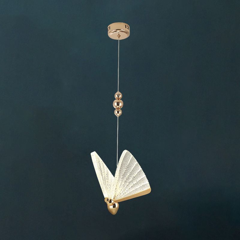 Lampada appesa a LED in oro acrilico nella luce moderna in lega di zinco farfalla a sospensione