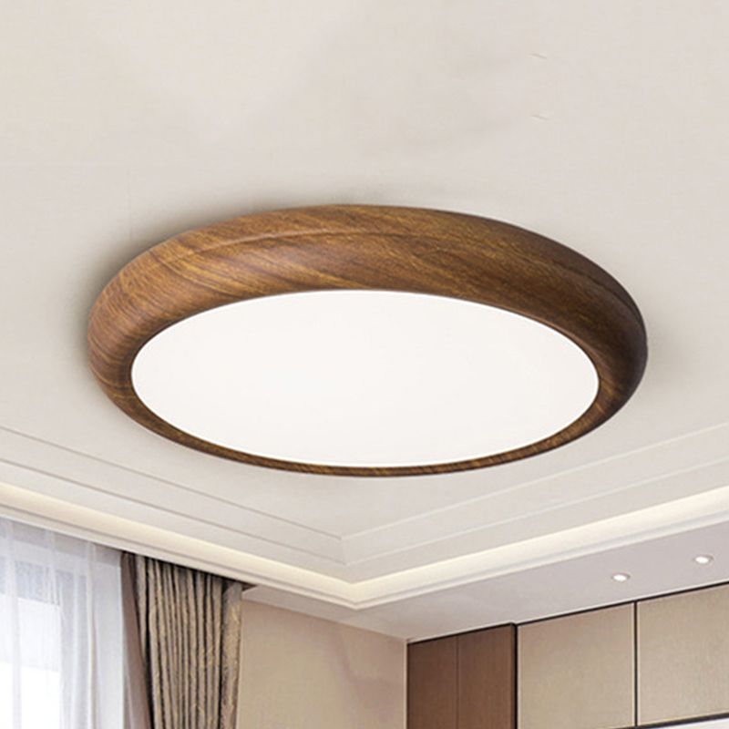 Contemporary Circular Flush Fixture Wooden Living Room LED Ceiling Light Flush Mount