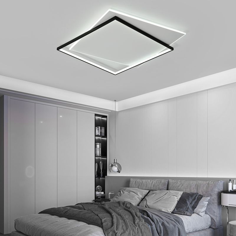 Double plafonnier LED carré en aluminium, luminaires encastrés pour salon