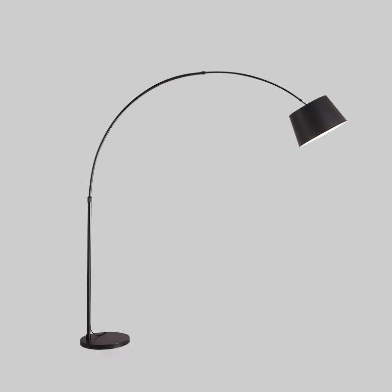 Fishing Rod Floor Reading Light Modern Metal 1-Light Living Room Floor Light with Drum Shade