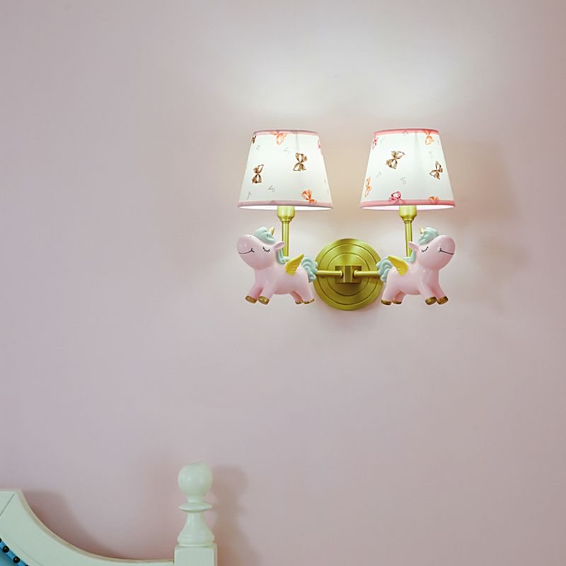 Lámpara de pared de pared de tela estampada de tela con unicornio decorativo