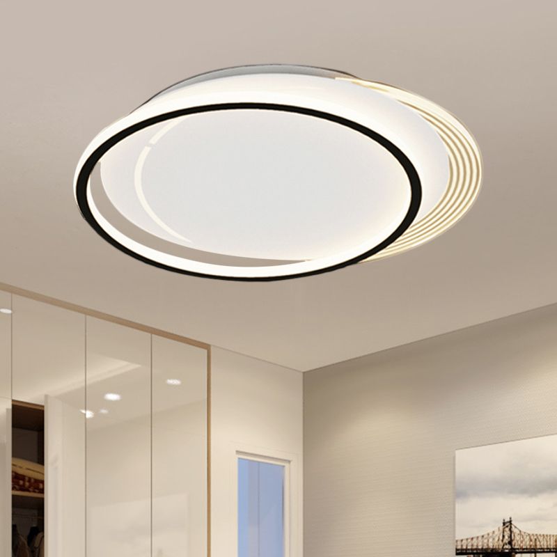 Metallic Circle Flush Mount Minimalismus LED Schwarz-Weiß Ceiling Flush in Warm/White Light for Bedroom