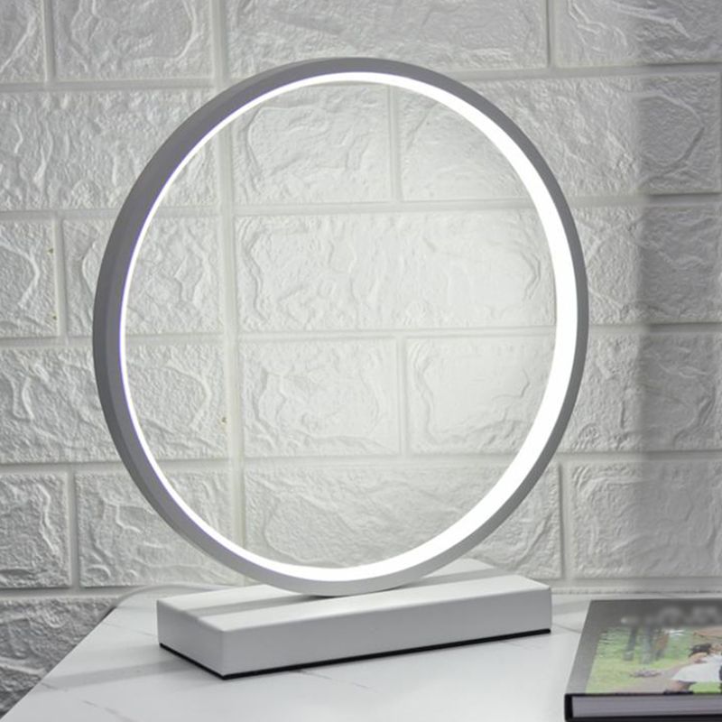 Linear Night Table Lamp Modern Style Metal 1 Light Nightstand Lamp in White