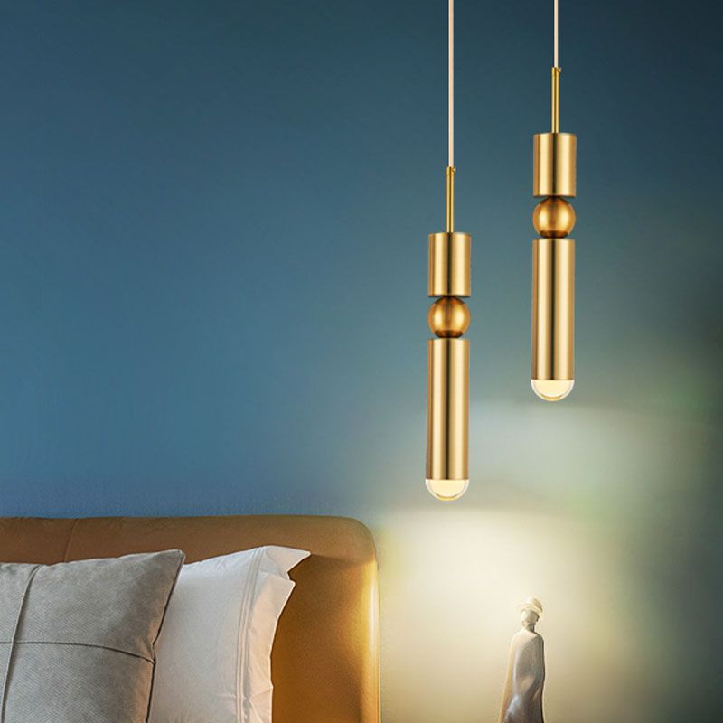 1/2 Lights Hanging Light in Gold Contemporary Pendant Lighting for Bedroom