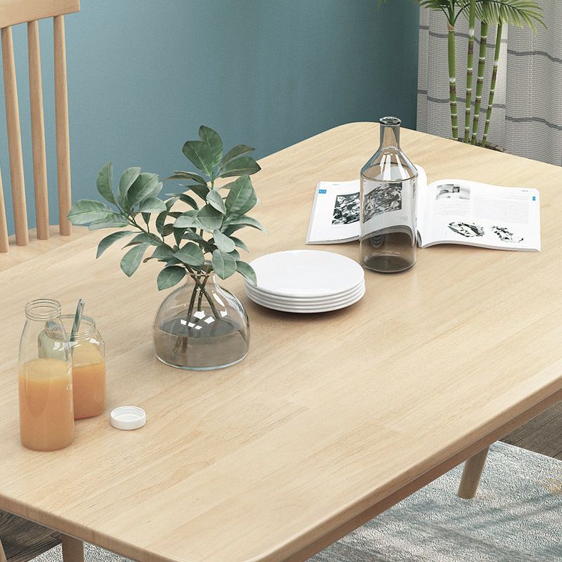 Mesa de comedor rectangular de madera, mesa moderna de madera de caucho en color natural/nogal con 4 patas