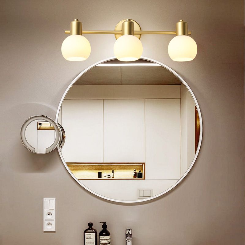 Traditional Globe Vanity Sconce Lights Milk Glass Wall Mount Light Fixture for Bathroom