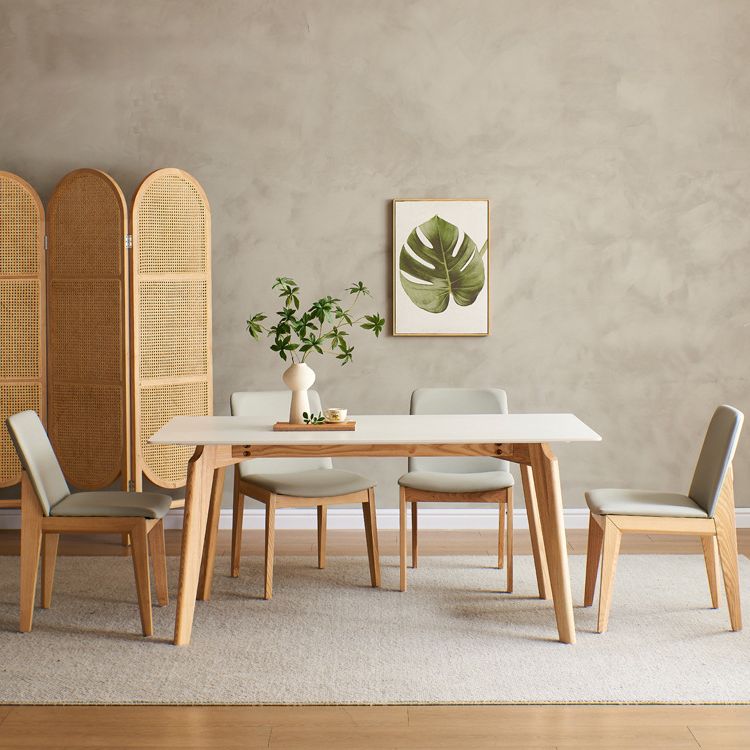 Modern Sintered Stone Top Dining Set Rectangle 1/4/5 Pieces Wooden Dining Room Table Set