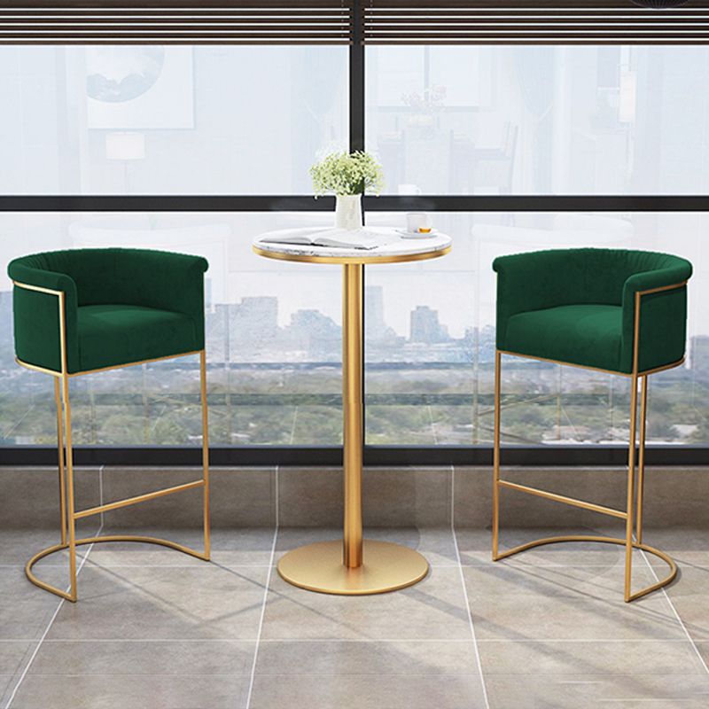Glam Style Bar Stool Armed Upholstered Bar Stool for Dining Room
