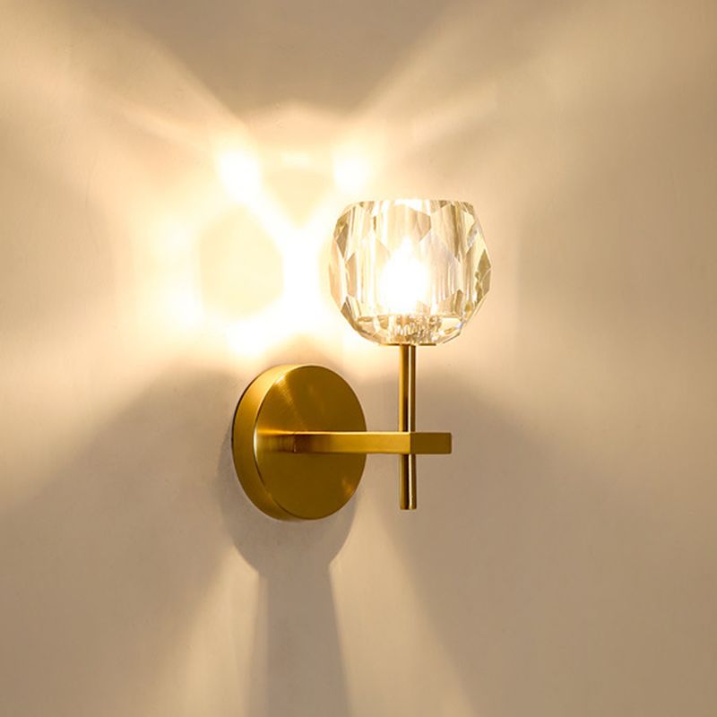 1-Light Crystal Wall Mounted Lighting Modern Style Gold Ball Wall Sconce Lights