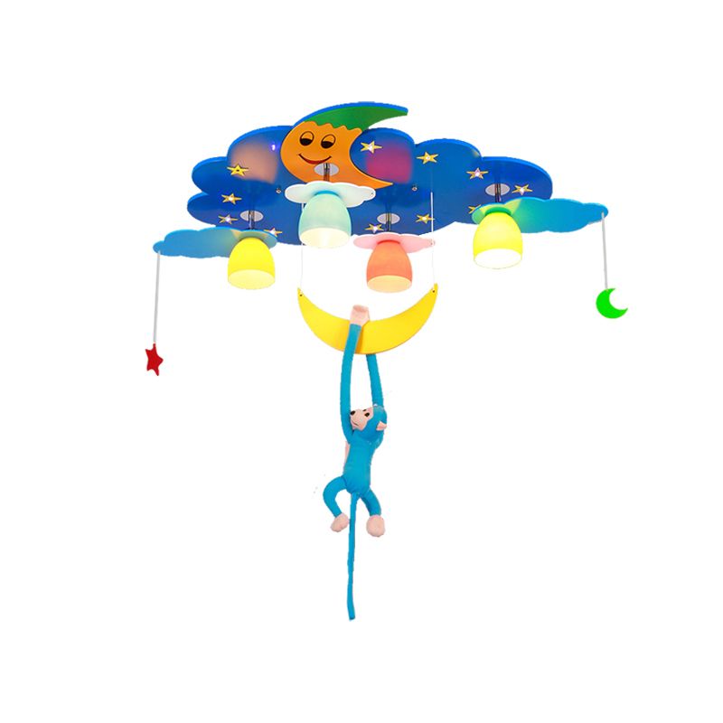 Lampe encastrée colorée avec vue nocturne, luminaire de plafond moderne en métal avec argent suspendu pour adolescents