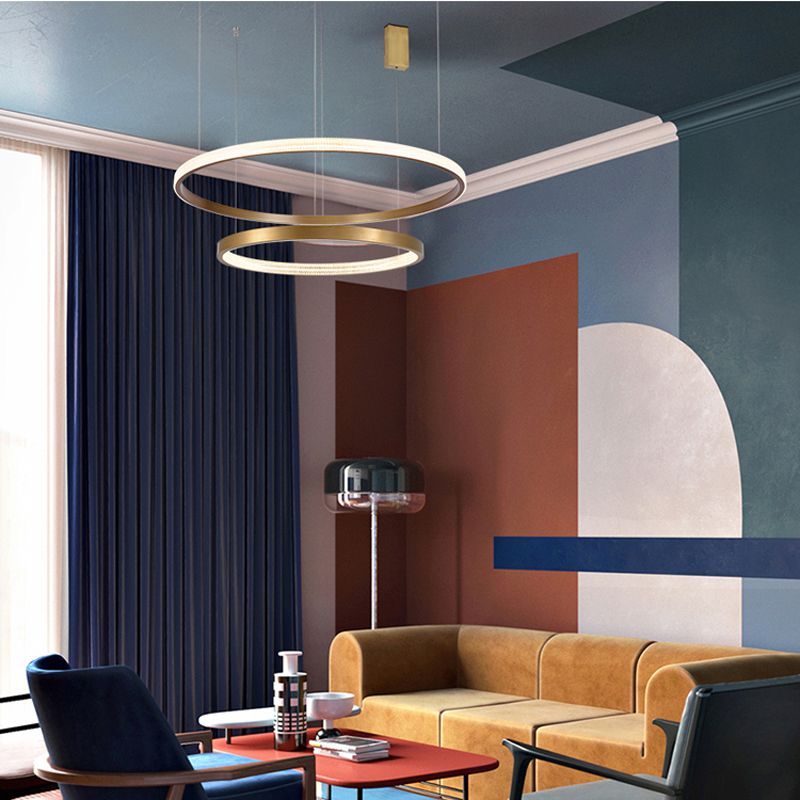 Circle Shade Metal Chandelier Lights Modern Chandelier Lighting Fixtures in Gold