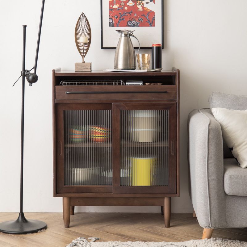 Modern Display Stand Pine Display Cabinet with Doors for Dining Room
