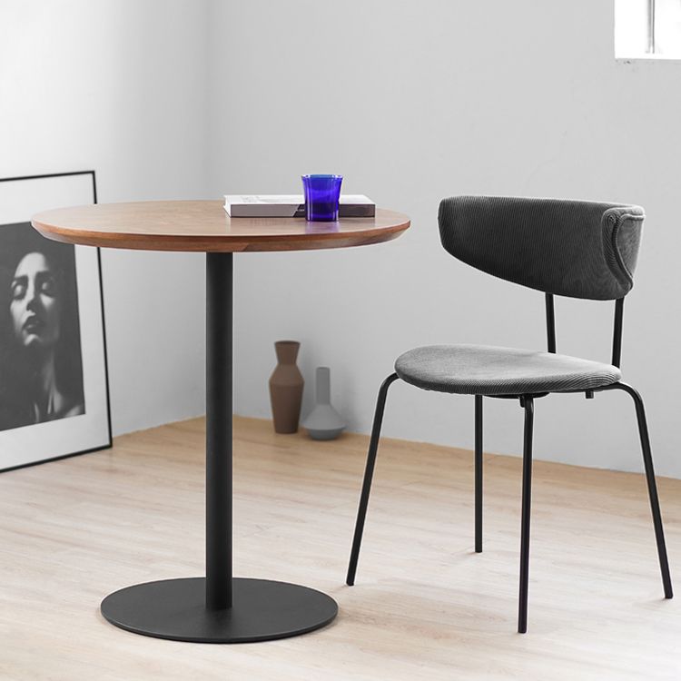 Table de salle à manger décontractée à base de tulipe ronde, table fixe quadricolore avec bois massif