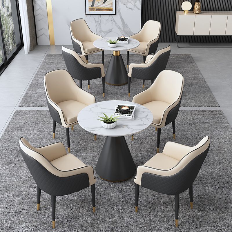 Moderne runde Form Küche Esstisch Sintered Stone Top Esstisch mit Sockelbasis