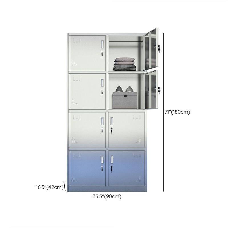 Silver Storage Cabinet with Hinged Doors Contemporary Steel Indoor Cabinet