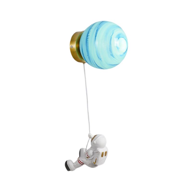 Flush Mount Metal Lighting Children Globe Shaded Wall Light for Bedroom