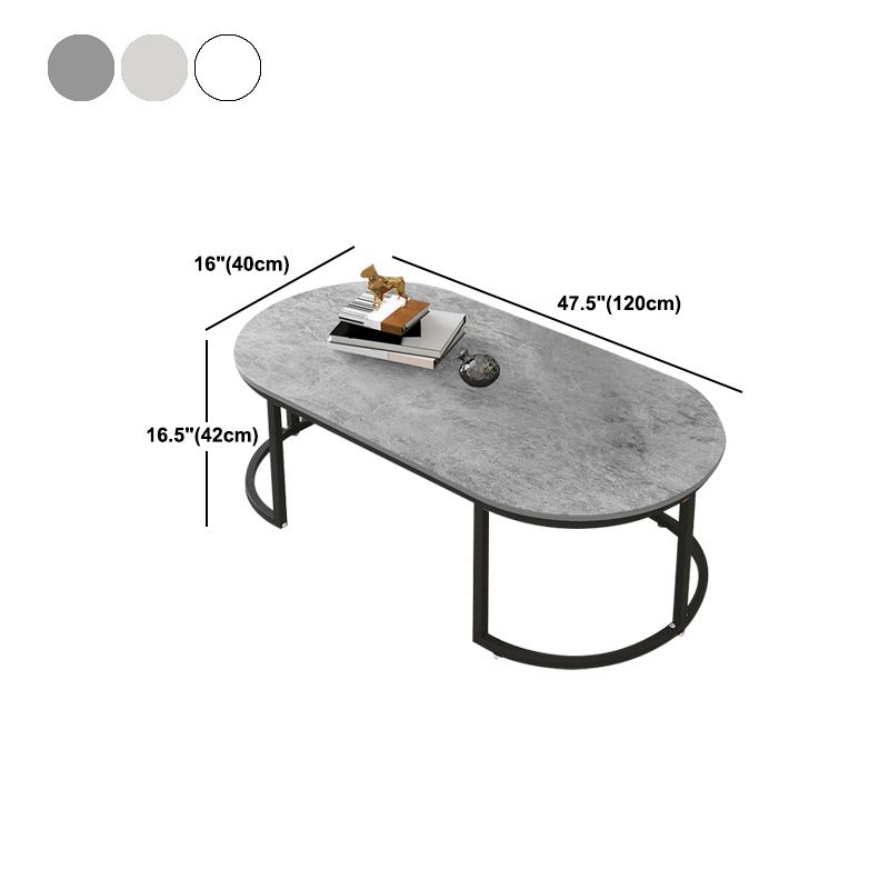Oval Modern Coffee Table Wood Minimalist Coffee Table for Living Room