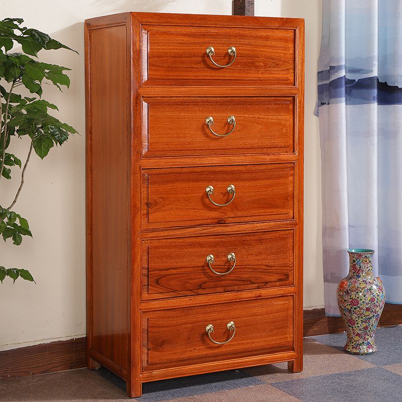 Minimalistic Brown/Wood Accent Chest with Drawers and Wooden Legs