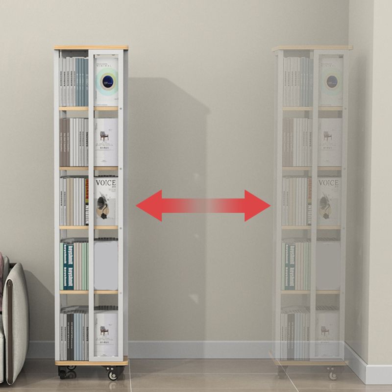 Contemporary Standard Shelf Metal Shelf Bookcase with Casters