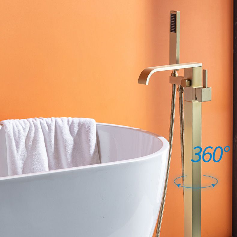 Floor Mounted Tub Spout 1 Handle Freestanding Bathtub Faucet with Handshower