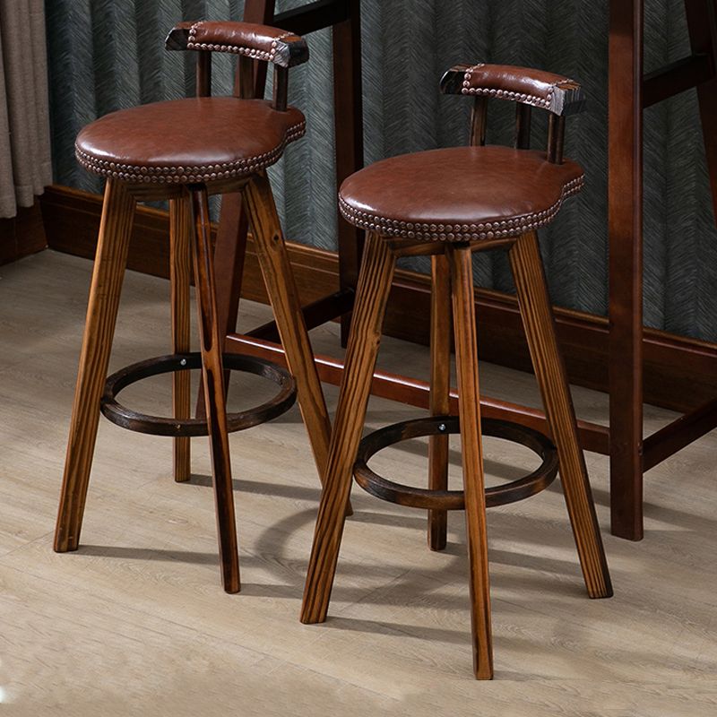 Tradition Armless Backrest Counter Stool Wood Household Bar Stool with Pedal
