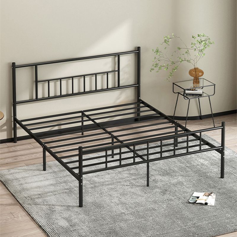 Iron Bde with Rectangular Headboard and Metal Legs in Solid Color