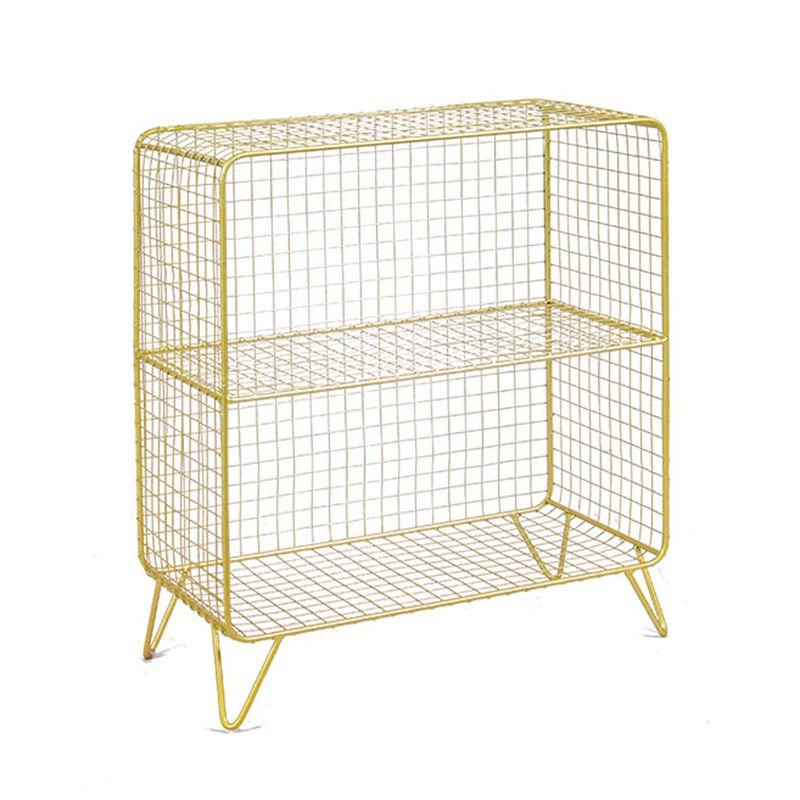 Modern Closed Bookcase with Metal Rectangular Shelves for Study Room