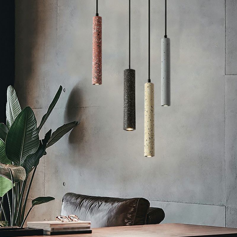 Tubular Bedside Down Lighting Pendant Terrazzo Simplicity LED Suspension Light Fixture