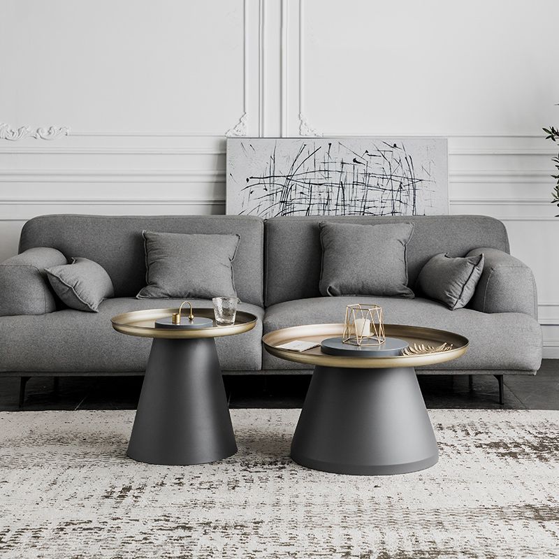 Mid-Century Pedestal End Table Round Metal Side Table for Living Room
